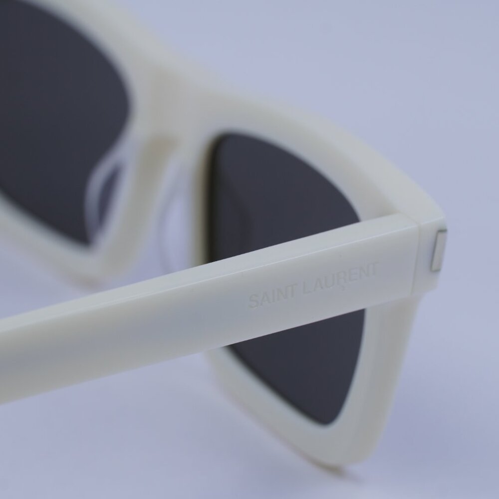 Saint Laurent SL461 BETTY 020 Sunglasses Ivory Rectangle Frame, Grey Lenses - Picture 8 of 13